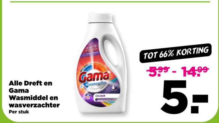 Dreft   wasmiddel folder aanbieding bij  Plus - details