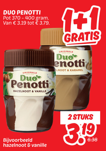 Duo Penotti   hazelnootpasta folder aanbieding bij  Dekamarkt - details