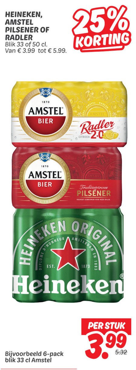amstel heineken blikjes bier 6 25 33 50 1870 pilsener radler blik 3.99 5.99 bieren amsterdam citroen 2.0 traditiegetrouw out diplome original stuk pack folder aanbieding bij Dekamarkt Heineken blikje bier folder aanbieding bij Dekamarkt - details
