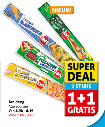 Jan   pizzadeeg, bladerdeeg folder aanbieding bij  Hoogvliet - details
