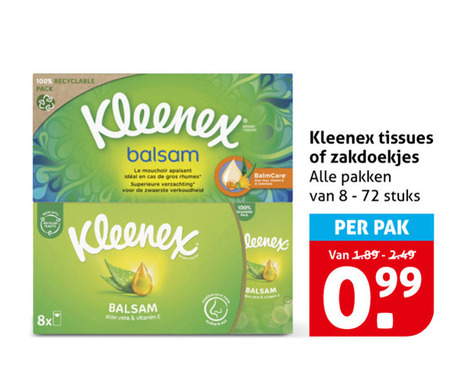 Kleenex   tissue, zakdoek folder aanbieding bij  Hoogvliet - details