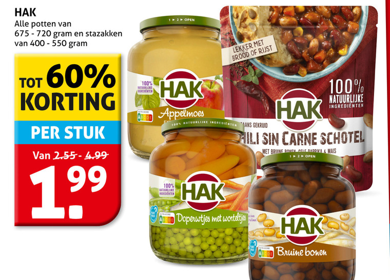 Hak   appelmoes, groenteconserven folder aanbieding bij  Hoogvliet - details
