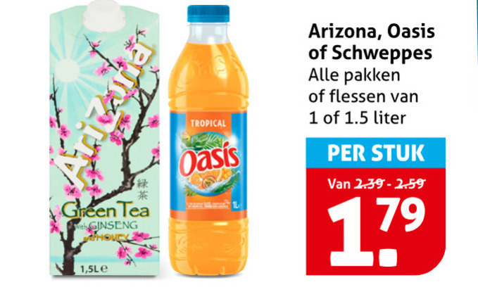 Schweppes   ice tea, fruitdrank folder aanbieding bij  Hoogvliet - details