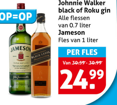 Johnnie Walker   whisky, gin folder aanbieding bij  Hoogvliet - details