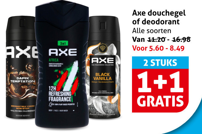 Axe   douchegel, deodorant folder aanbieding bij  Hoogvliet - details