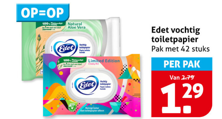 Edet   vochtig toiletpapier folder aanbieding bij  Hoogvliet - details