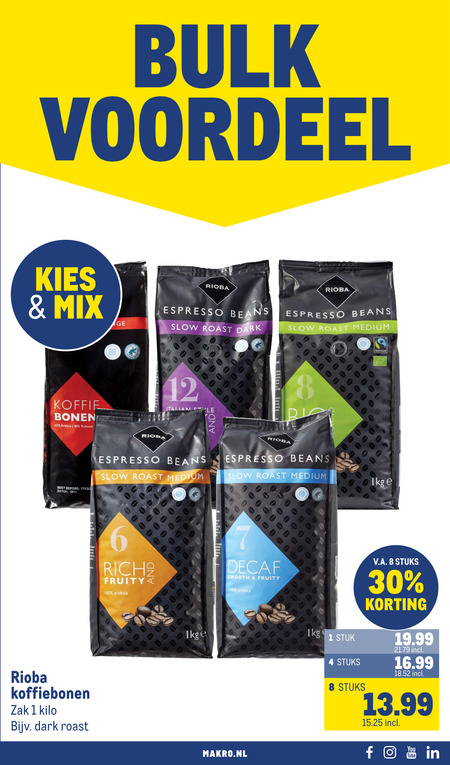 Rioba   koffiebonen folder aanbieding bij  Makro - details