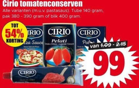 Cirio   tomatenblokjes folder aanbieding bij  Dirk - details