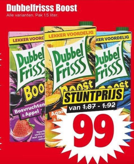 Dubbelfrisss   fruitdrank folder aanbieding bij  Dirk - details