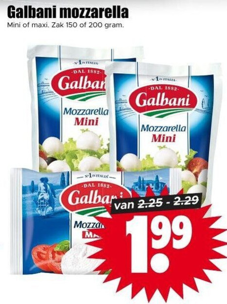 Galbani   mozzarella folder aanbieding bij  Dirk - details