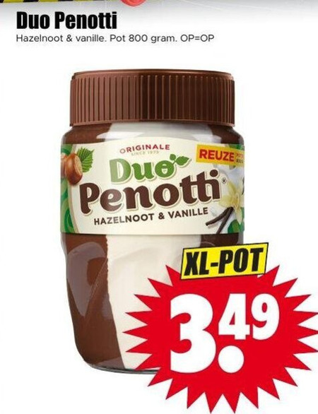 Duo Penotti   hazelnootpasta folder aanbieding bij  Dirk - details