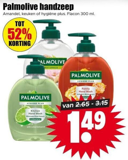 Palmolive   handzeep folder aanbieding bij  Dirk - details