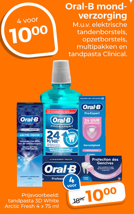 Oral-B   tandpasta, mondwater folder aanbieding bij  Trekpleister - details