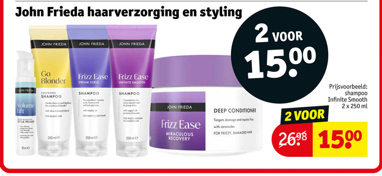 John Frieda   shampoo, hairspray folder aanbieding bij  Kruidvat - details