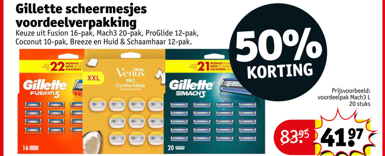 Gillette   scheermesjes folder aanbieding bij  Kruidvat - details