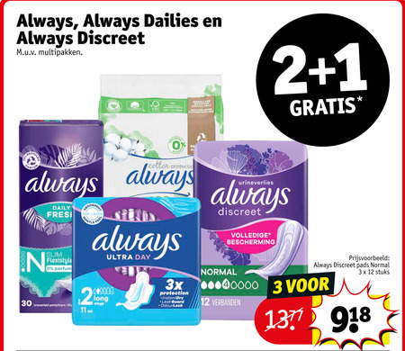 Always   inlegkruisjes, maandverband folder aanbieding bij  Kruidvat - details