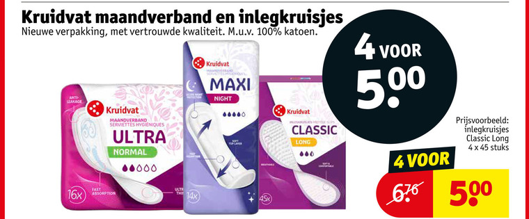 Kruidvat Huismerk   maandverband, inlegkruisjes folder aanbieding bij  Kruidvat - details