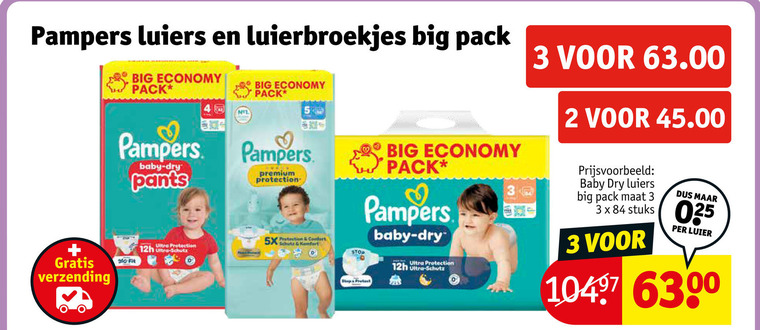 Pampers   luiers, luierbroekjes folder aanbieding bij  Kruidvat - details