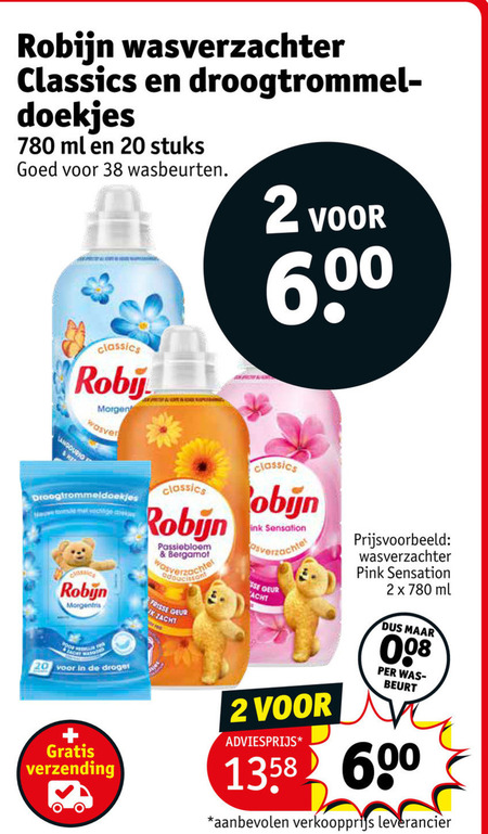 Robijn   wasverzachter, droogtrommeldoekjes folder aanbieding bij  Kruidvat - details