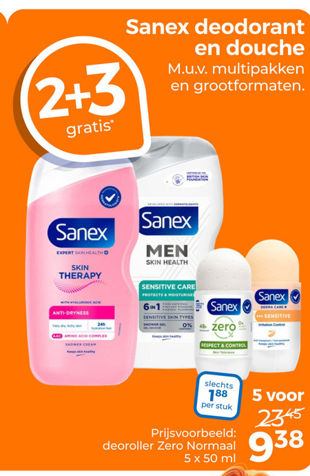 Sanex   deodorant, douchegel folder aanbieding bij  Trekpleister - details