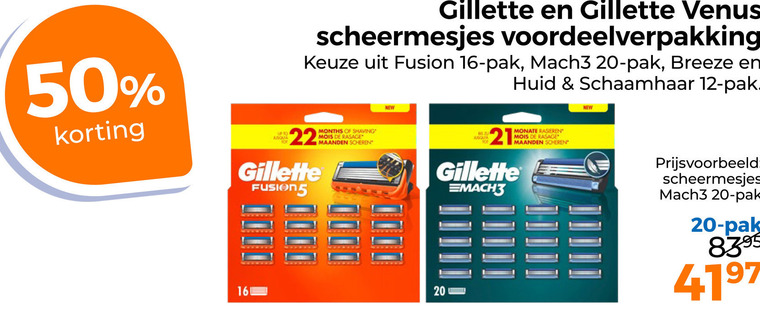 Gillette   scheermesjes folder aanbieding bij  Trekpleister - details