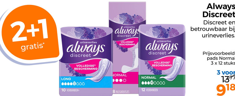 Always   inlegkruisjes, maandverband folder aanbieding bij  Trekpleister - details