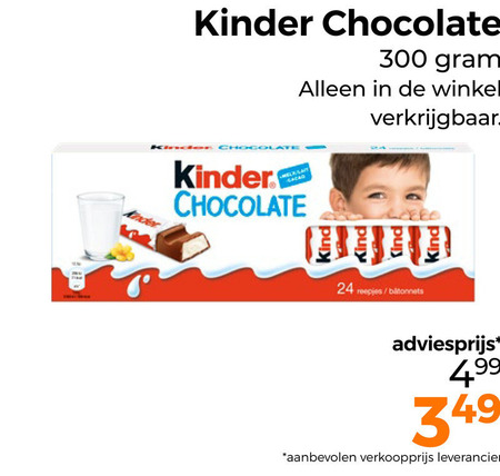 Kinder   chocoladereep folder aanbieding bij  Trekpleister - details
