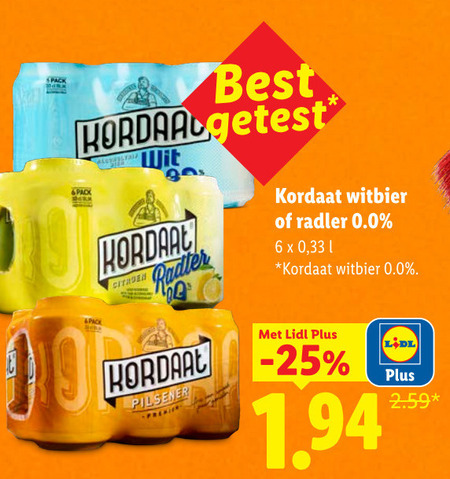 Kordaat   witbier, radler bier folder aanbieding bij  Lidl - details