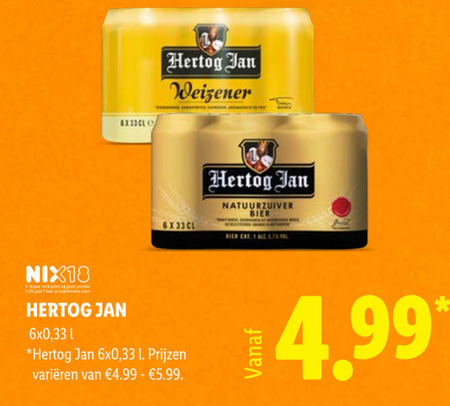 Hertog Jan   blikje bier folder aanbieding bij  Lidl - details
