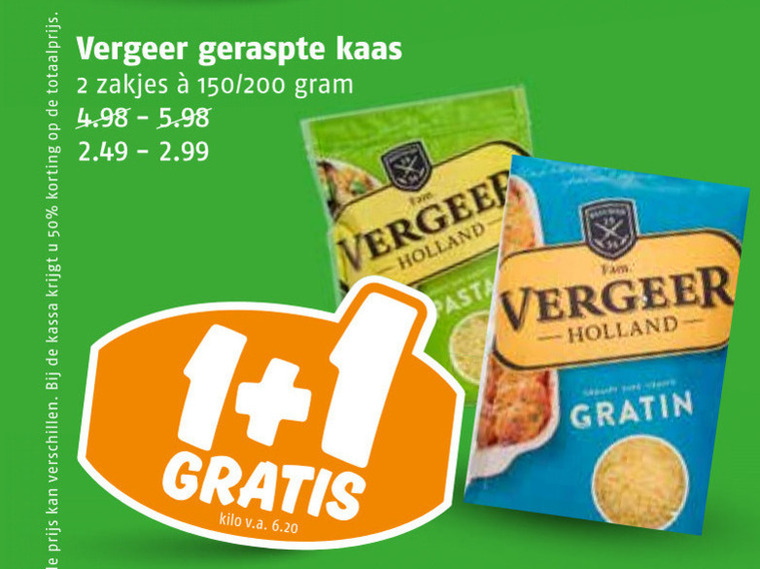 Vergeer   geraspte kaas folder aanbieding bij  Poiesz - details