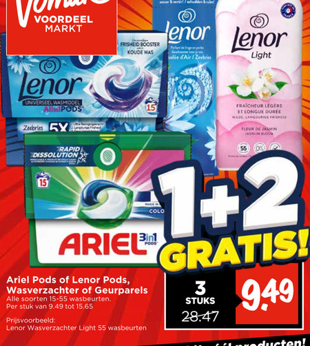 Lenor   wasmiddel, wasverzachter folder aanbieding bij  Vomar - details