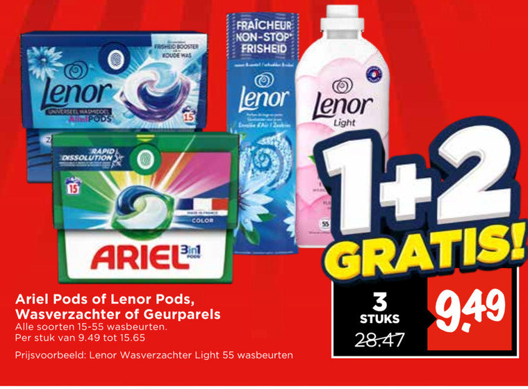 Lenor   wasmiddel, wasverzachter folder aanbieding bij  Vomar - details