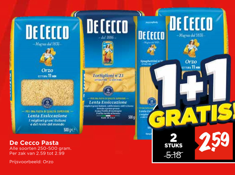 De Cecco   pasta, spaghetti folder aanbieding bij  Vomar - details