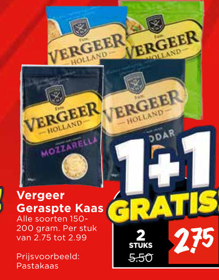Vergeer   geraspte kaas folder aanbieding bij  Vomar - details