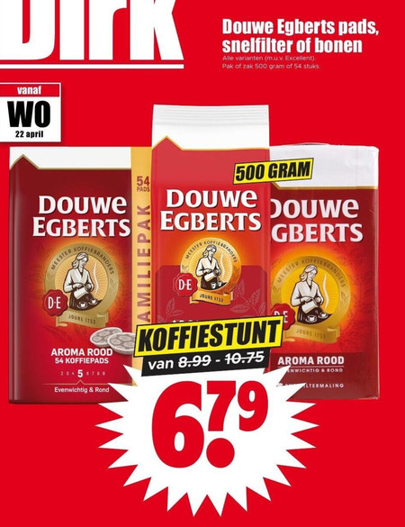 Douwe Egberts   koffie, koffiebonen folder aanbieding bij  Dirk - details