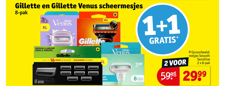 Gillette   scheermesjes folder aanbieding bij  Kruidvat - details