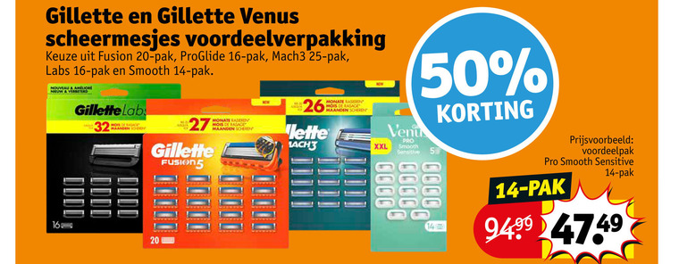 Gillette   scheermesjes folder aanbieding bij  Kruidvat - details