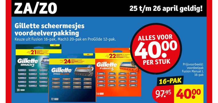 Gillette   scheermesjes folder aanbieding bij  Kruidvat - details