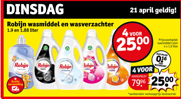 Robijn   wasverzachter, wasmiddel folder aanbieding bij  Kruidvat - details