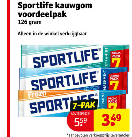 Sportlife   kauwgom folder aanbieding bij  Kruidvat - details