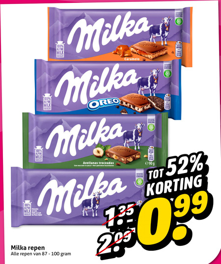Milka   chocolade folder aanbieding bij  Hoogvliet - details