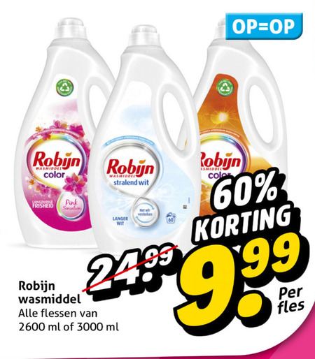 Robijn   wasmiddel folder aanbieding bij  Hoogvliet - details