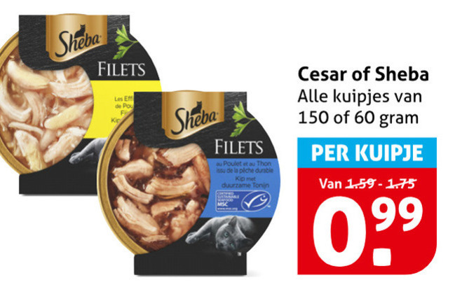 Sheba   hondenvoer, kattenvoer folder aanbieding bij  Hoogvliet - details