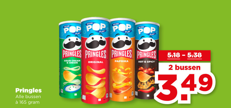 Pringles   chips folder aanbieding bij  Plus - details