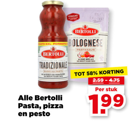 Bertolli   pastasaus folder aanbieding bij  Plus - details