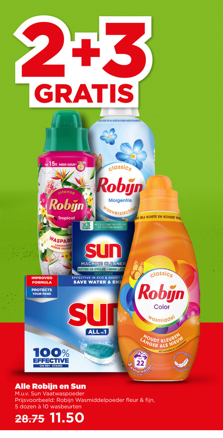 Robijn   wasmiddel, vaatwasmiddel folder aanbieding bij  Plus - details