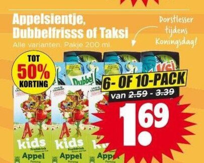 Taksi   fruitdrank folder aanbieding bij  Dirk - details