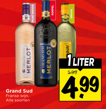 Grand Sud   rose, rode wijn folder aanbieding bij  Vomar - details