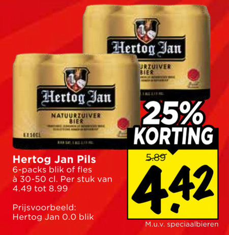 Hertog Jan   blikje bier folder aanbieding bij  Vomar - details