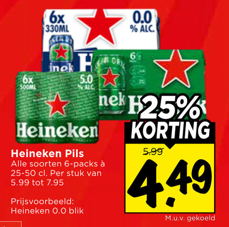 Heineken 0.0   blikje bier folder aanbieding bij  Vomar - details